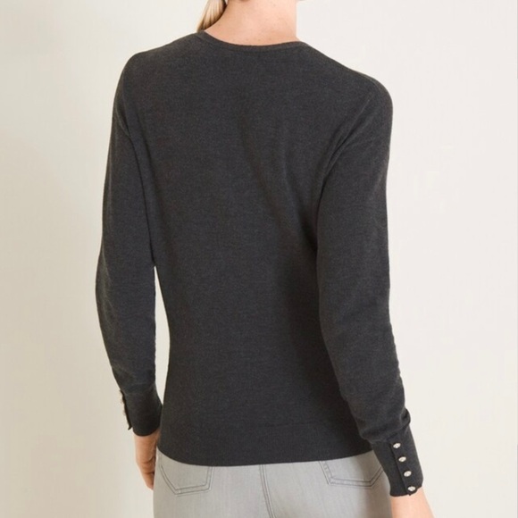 Chico’s Women’s Cashmere Blend Wrap Front Sweater Size 1 Regular Size M  Grey - Picture 2 of 12